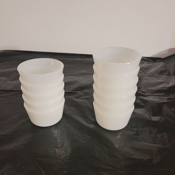 Vintage White Glasbake Milk Glass Custard Cups Ramekins dessert Set of 11 - Picture 1 of 12